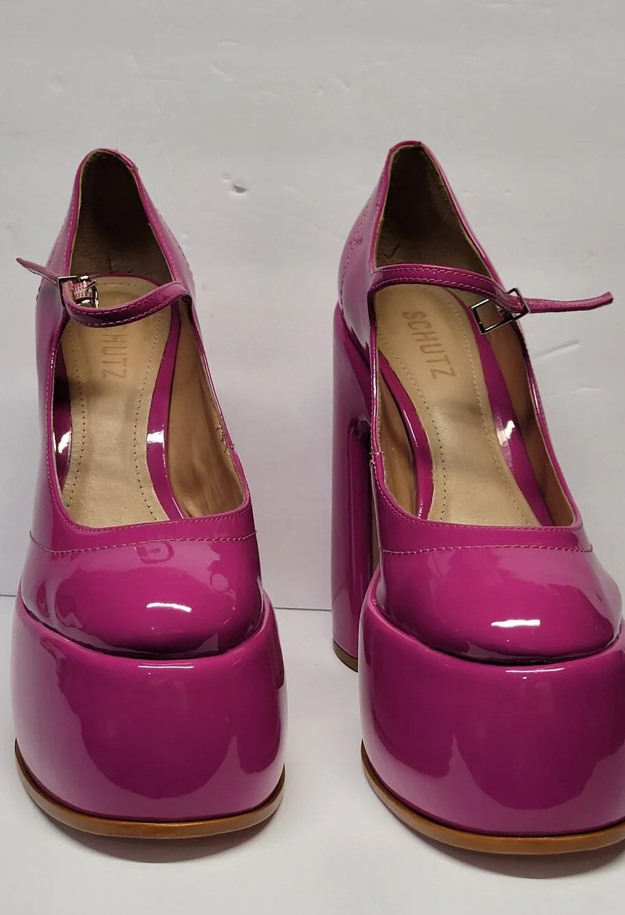 SCHUTZ Zayne Fuchsia Patent Platform Mary Jane Heels